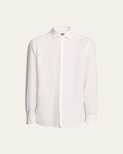 ZEGNA Men's Cotton-Cashmere Cashco Sport Shirt