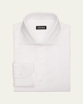 ZEGNA Men's Cotton Oxford Spread-Collar Dress Shirt