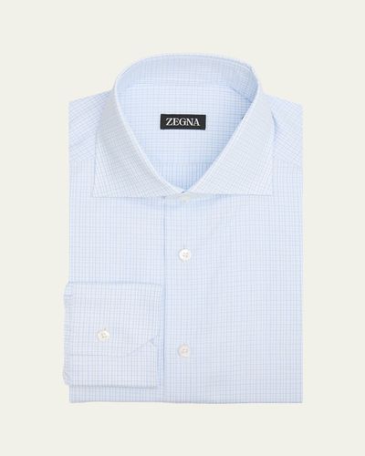 ZEGNA Men's Cotton Small Check Dress Shirt