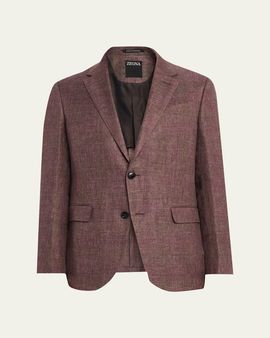 ZEGNA Men's Linen-Blend Grid Check Single-Breasted Sport Coat