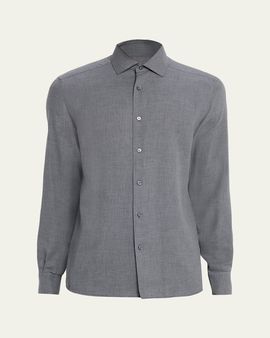 ZEGNA Men's Melange Cashco Sport Shirt