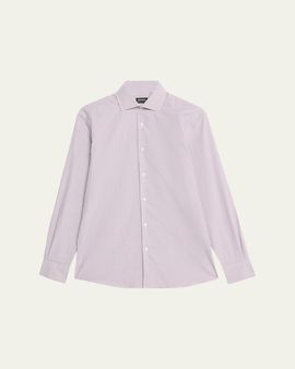 ZEGNA Men's Micro-Check Centoquaranta Twill Sport Shirt