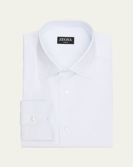 ZEGNA Men's Micro-Check Trecapi Cotton Dress Shirt