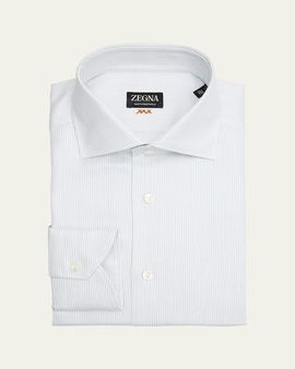 ZEGNA Men's Narrow Stripe Centoventimila Cotton Dress Shirt