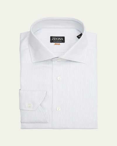 ZEGNA Men's Narrow Stripe Centoventimila Cotton Dress Shirt
