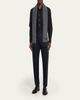 ZEGNA Men's Oasi Cashmere Check Scarf with Leather Brand Mark - 2