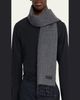 ZEGNA Men's Oasi Cashmere Check Scarf with Leather Brand Mark - 3