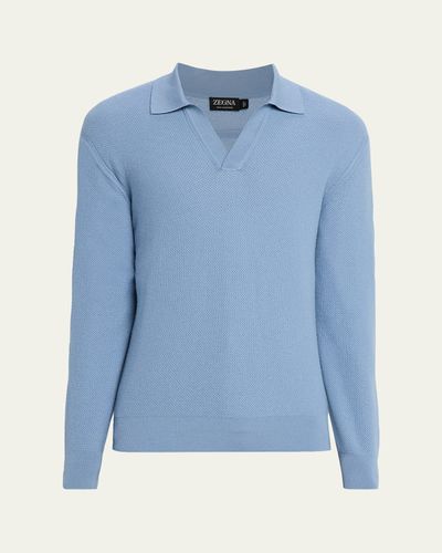 ZEGNA Men's Oasi Cashmere Johnny Collar Polo Sweater