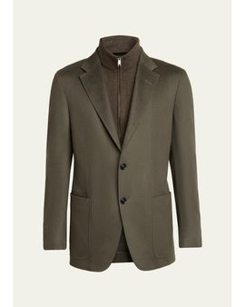 ZEGNA Men's Oasi Cashmere Sport Coat with Zip-Up Bib