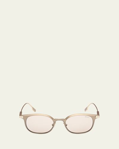 ZEGNA Men's Round Metal Sunglasses