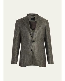 ZEGNA Men's Silk-Cotton Twill Single-Breasted Sport Coat