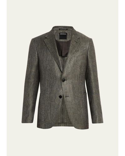ZEGNA Men's Silk-Cotton Twill Single-Breasted Sport Coat