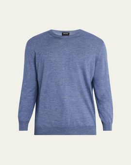 ZEGNA Men's Silk, Cashmere and Linen Crewneck Sweater