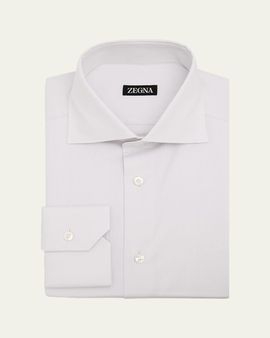 ZEGNA Men's Solid Cotton Twill Dress Shirt