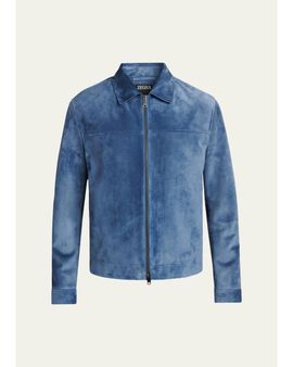 ZEGNA Men's Suede Full-Zip Blouson