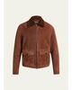 ZEGNA Men's Suede Short Shearling-Collar Aviator Jacket - 1