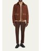 ZEGNA Men's Suede Short Shearling-Collar Aviator Jacket - 2
