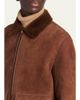 ZEGNA Men's Suede Short Shearling-Collar Aviator Jacket - 5