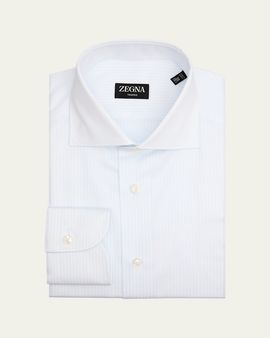 ZEGNA Men's Tonal Stripe Trofeo Cotton Dress Shirt