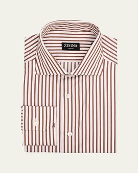 ZEGNA Men's Trecapi Cotton Bengal Stripe Dress Shirt