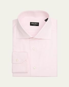 ZEGNA Men's Trecapi Cotton Micro-Structure Dress Shirt