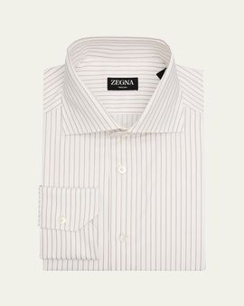 ZEGNA Men's Trecapi Cotton Narrow Double-Stripe Dress Shirt