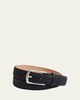 ZEGNA Men's Triple Stitch Leather Belt - 1