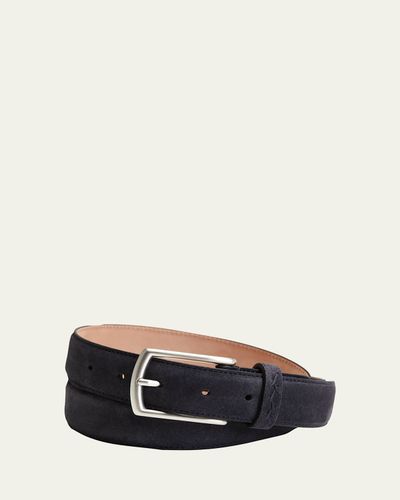 ZEGNA Men's Triple Stitch Leather Belt