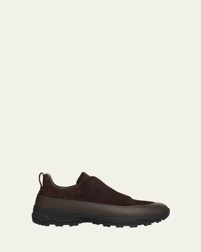 ZEGNA Men's Triple Stitch Monte Suede and Leather Slip-On Sneakers