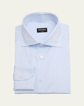 ZEGNA Men's Trofeo Cotton Framed Stripe Dress Shirt