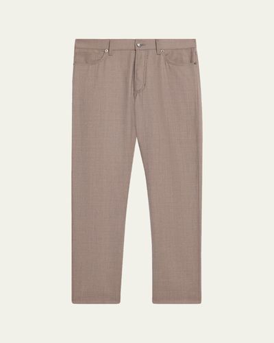 ZEGNA Men's Wool Sharkskin Slim Five-Pocket Pants