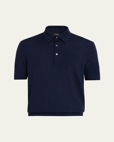 ZEGNA Men's Wool Short-Sleeve Polo Shirt