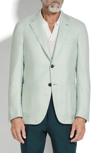 ZEGNA ZEGNA Check Cashmere, Silk & Linen Sport Coat