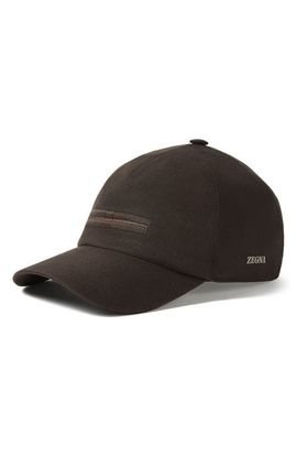 ZEGNA ZEGNA Dark Brown Oasi Lino Baseball Cap 