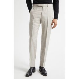 ZEGNA ZEGNA Flat Front Wool, Linen & Silk Trousers