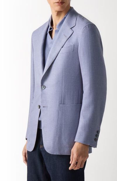 ZEGNA ZEGNA Glen Check Cashmere, Silk & Linen Cardigan Jacket