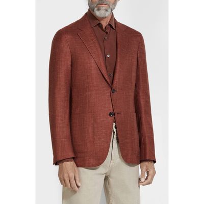ZEGNA ZEGNA Houndstooth Cashmere, Silk & Linen Cardigan Jacket