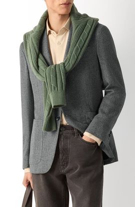 ZEGNA ZEGNA Lago Style Herringbone Cashmere Blazer