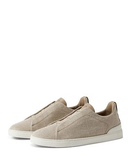Zegna Zegna Men's Cotton Linen & Leather Triple Stitch