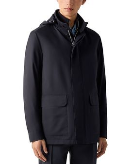 Zegna Zegna Microfiber Motorin Detachable Hood Car Coat