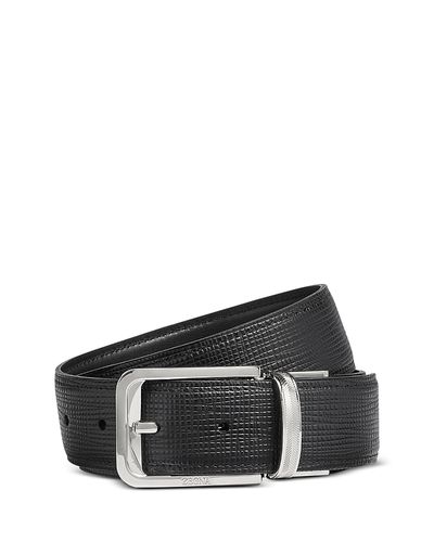 Zegna Zegna Reversible Engraved Leather Belt