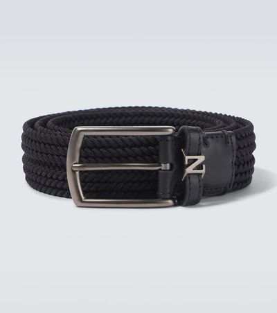 Zegna Zegna Woven leather-trimmed belt
