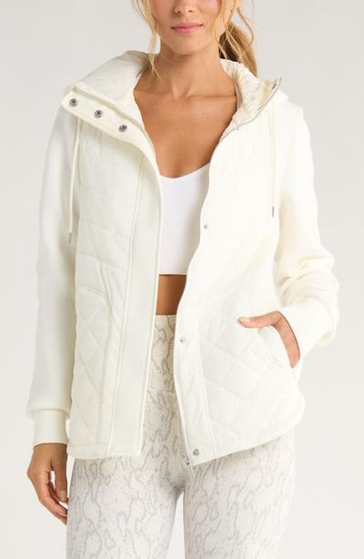 Zella Zella Hybrid Quilted Knit Hooded Jacket
