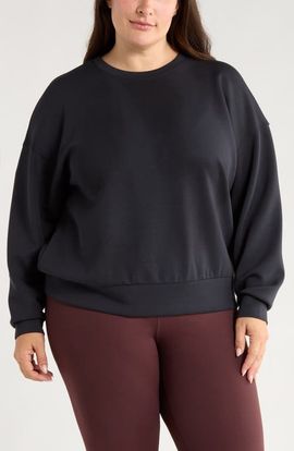 Zella Zella Soft Luxe Boxy Knit Crew Sweatshirt