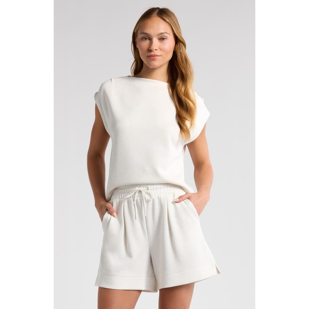 Zella Zella Soft Luxe Knit Gathered Shoulder Top