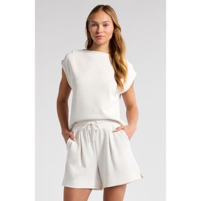 Zella Zella Soft Luxe Knit Gathered Shoulder Top