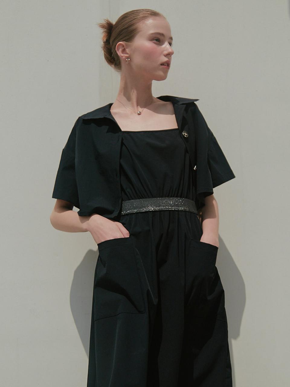 ZEROSTREET Celine Crop Short Sleeve Jacket / Navy