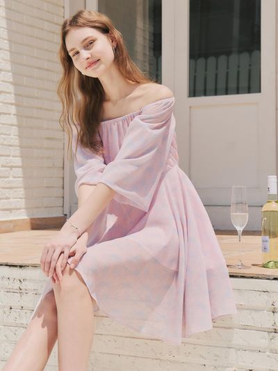ZEROSTREET pastel chiffon dress / pink