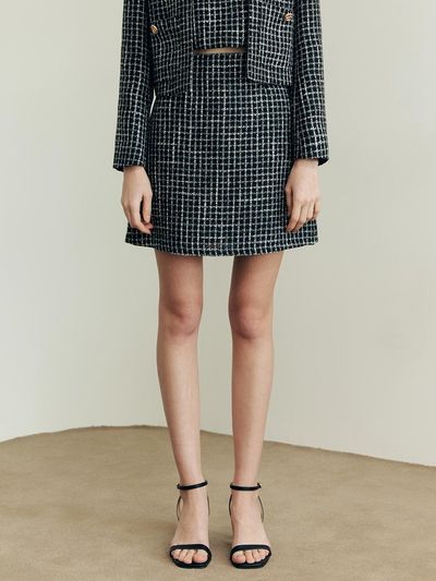 ZEROSTREET Rose Tweed Skirt / Black