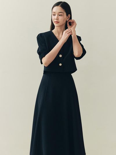 ZEROSTREET [SET] Puff Tweed Jacket &  Skirt